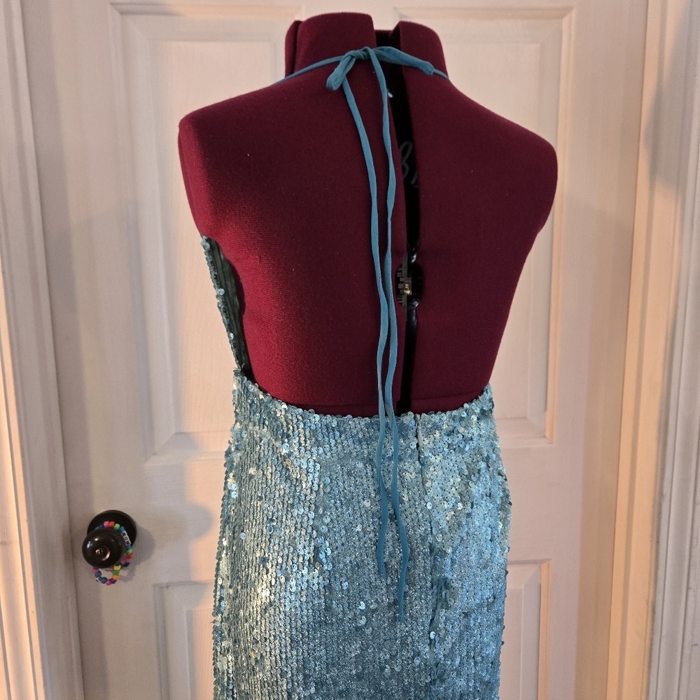 Fashion Nova Eyes For You Sequin Maxi Dress High Thigh Split Medium - Picture 4 of 13